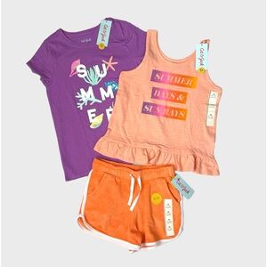 Cat & Jack Girls Summer Shirts and Short 3pcs Set M (7/8) NWT